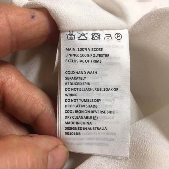 Bardot Women’s Dress Faux Wrap Lined Ruffled Hem & Sleeve Deep V Neck Soft White - Picture 4 of 10